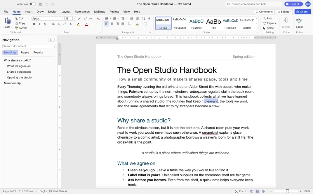 WordCraft open on the Nixorium student desktop